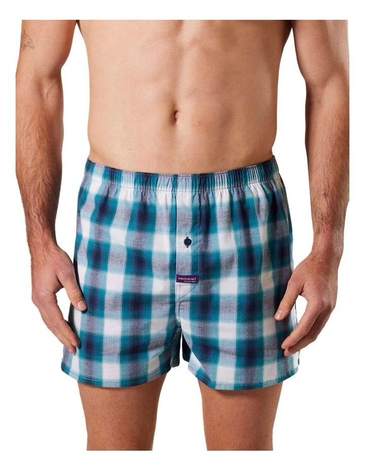 Prarie Check Stretch Cotton Boxer in Forest/White