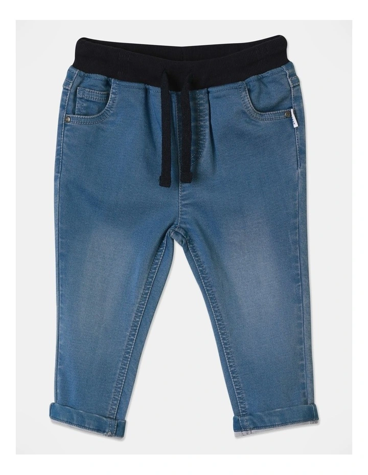 Knit Denim Rib Waist Jean in Denim