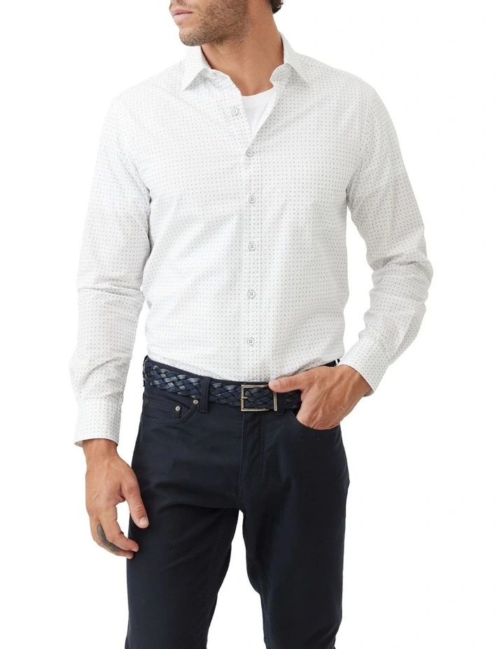 Lambton Long Sleeve Sports Fit Shirt in Snow