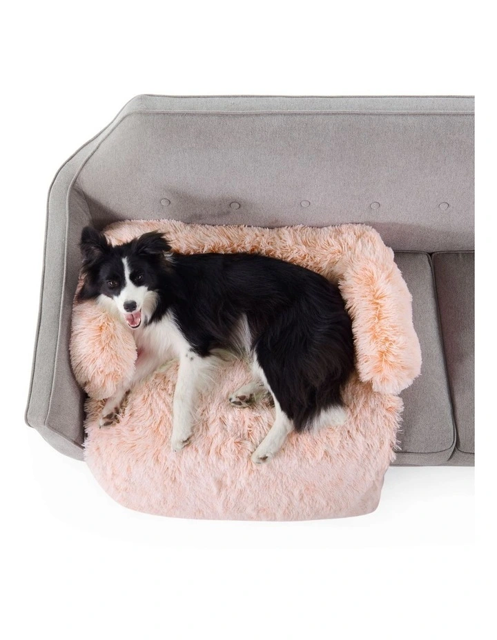 Sofa Protector Calming Dog Bed in Soft Beige
