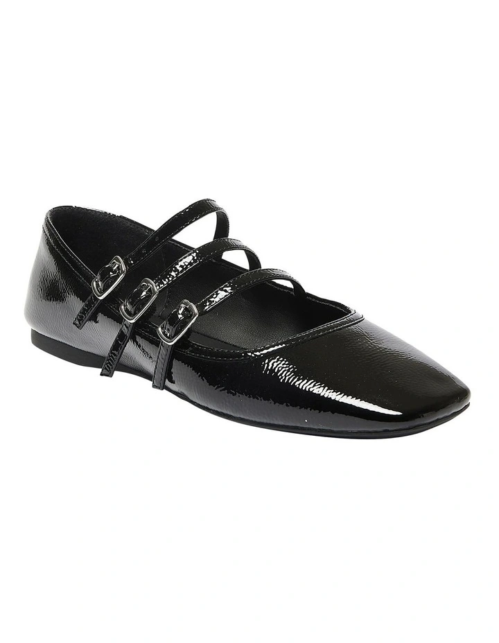 Millie Flat Shoes in Black Patent