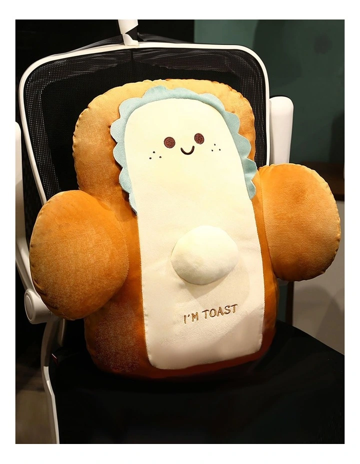 Smiley Face Toast Bread Cushion 48cm in Beige
