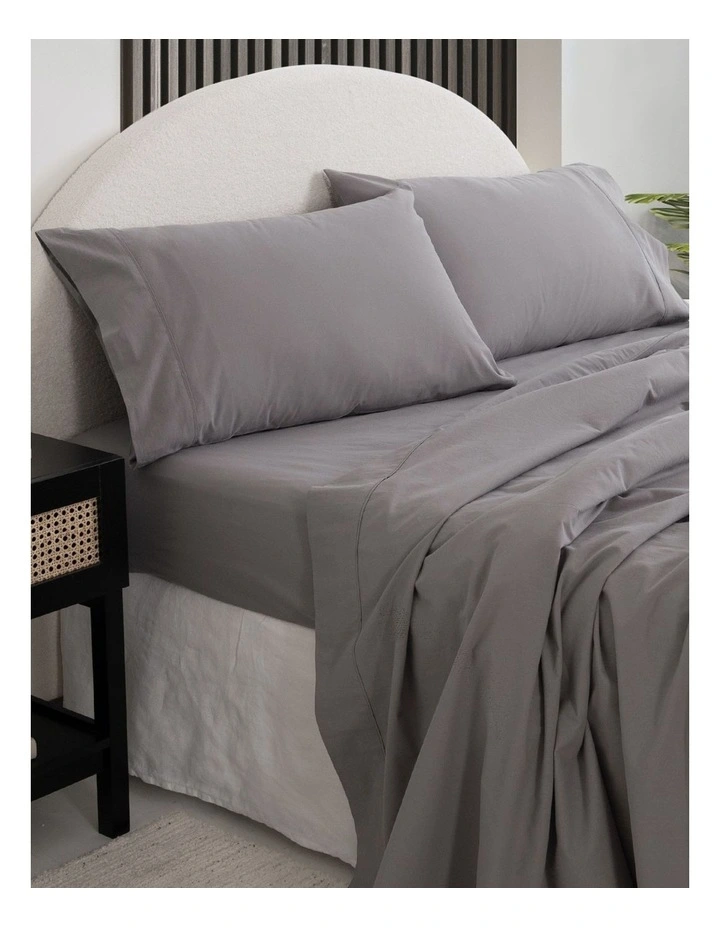Vintage Washed 100% Cotton Sheet Set in Grey