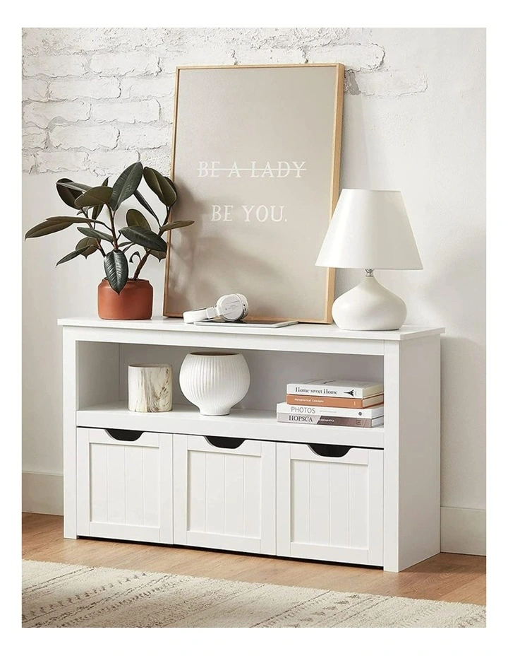 Storage Cabinet With Shelf 3 Drawers in White