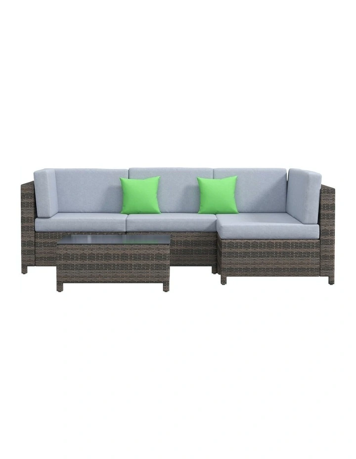 Outdoor 5 Piece Rattan Sofa Set in Oatmeal
