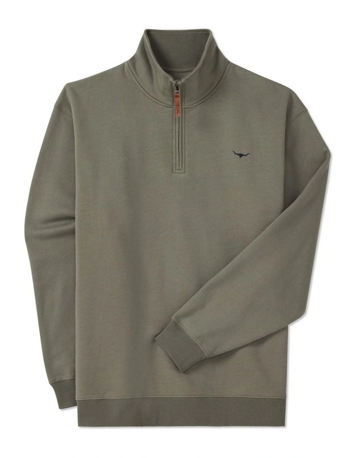Mulyungarie Qtr Zip Sweat Top in Olive
