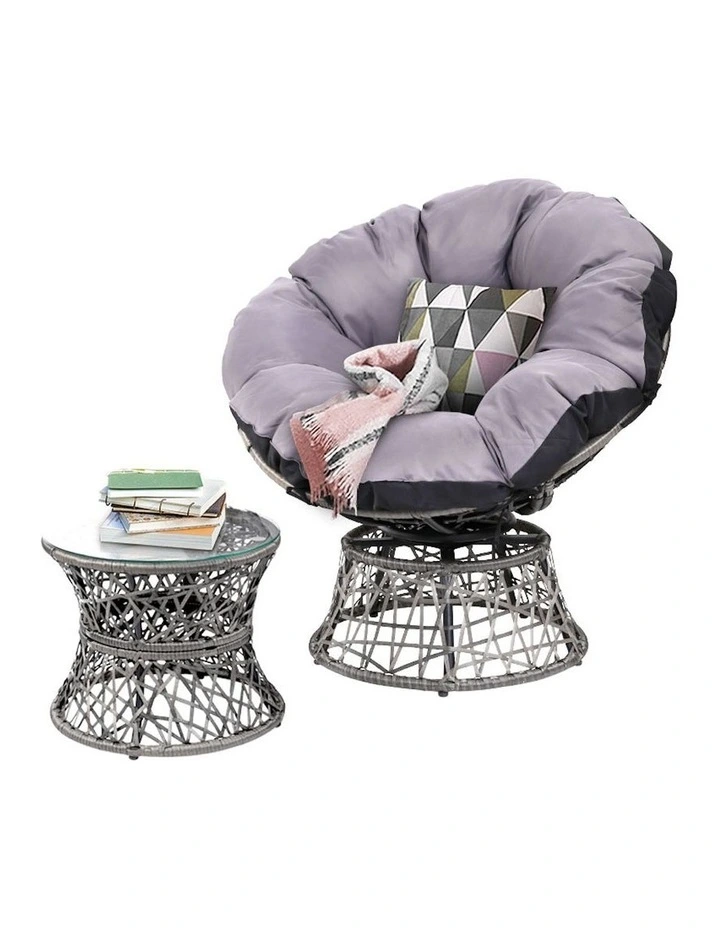 Outdoor Lounge Setting Papasan Chair in Grey