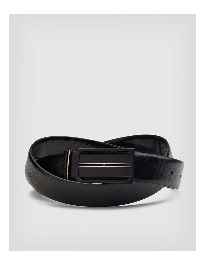 Patent Leather Dress Belt With Sheild Buckle in Black/black