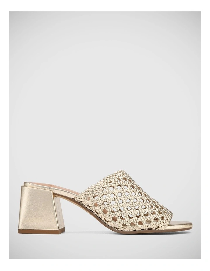 Loleena Metallic Leather Weave Sandal in Champagne