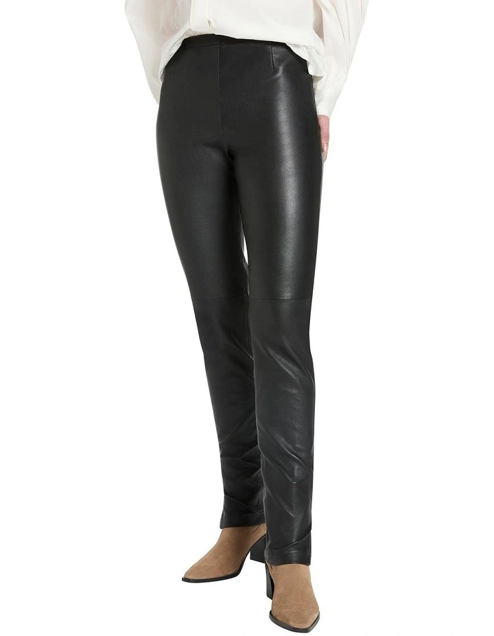 Rowland Skinny Leather Pant in Black