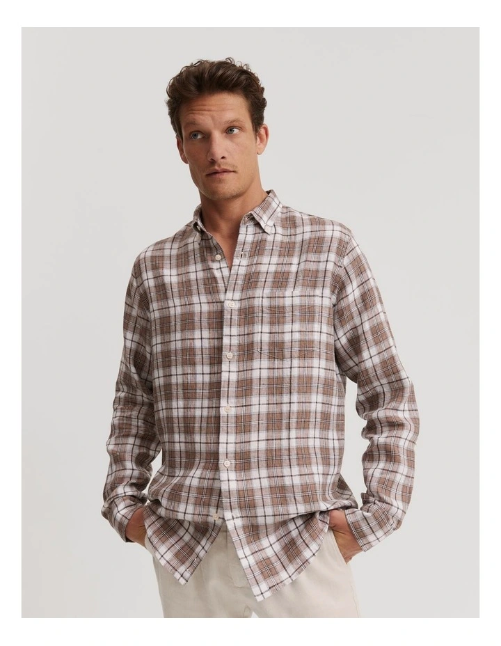 Regular Fit Check Shirt in Brown