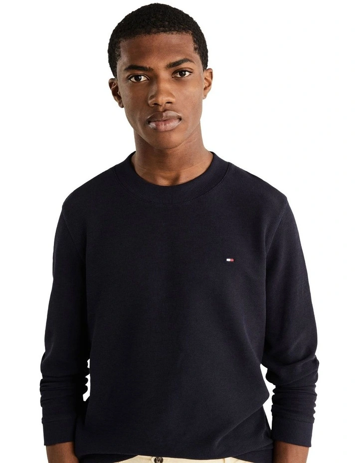 Textured Long Sleeve Tee in Blue