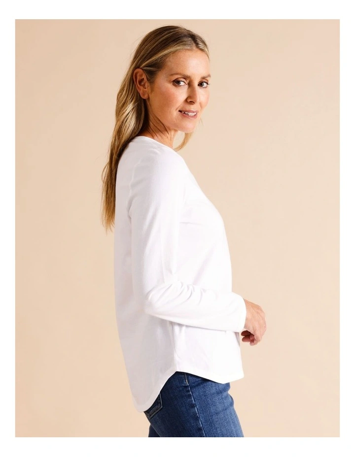 Organic Cotton Wardrobe Staple Long Sleeve Tee In White