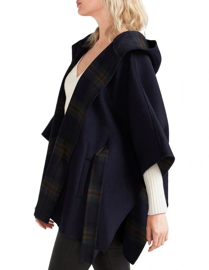 Jackson Landing Wool Blend Cape Coat in Navy