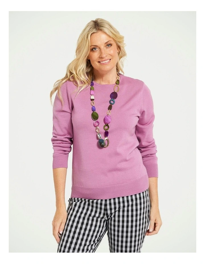 Melanie Merino Wool Crew Neck Sweater in Rose