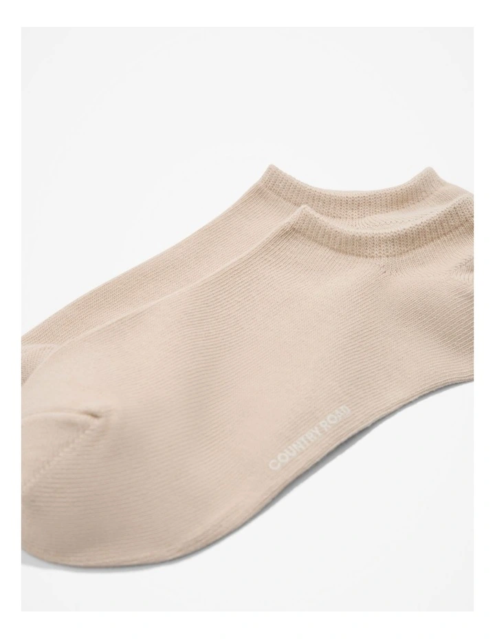 Australian Cotton Blend Sneaker Sock in Oat Milk