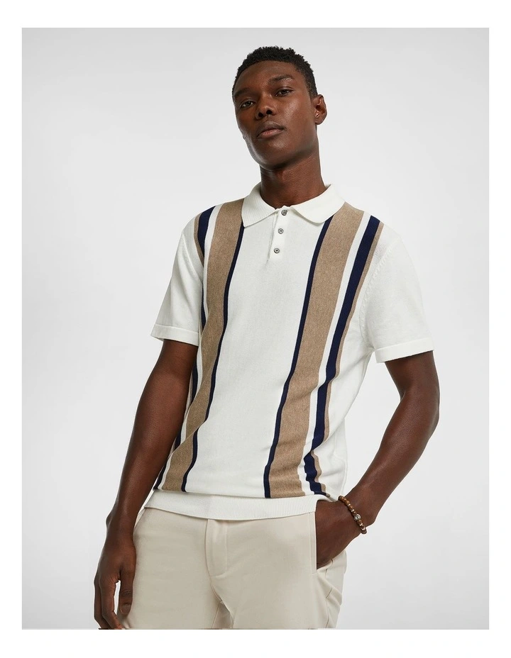 Simpson Knitted Polo Shirt in White