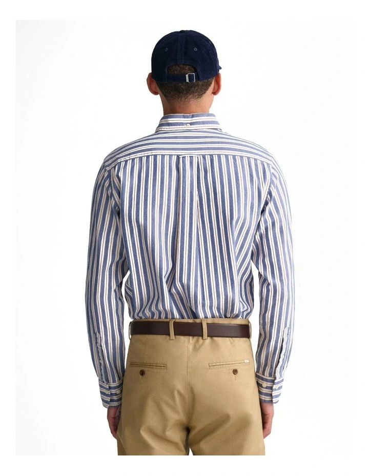 Regular Fit Striped Archive Oxford Shirt in College Blue