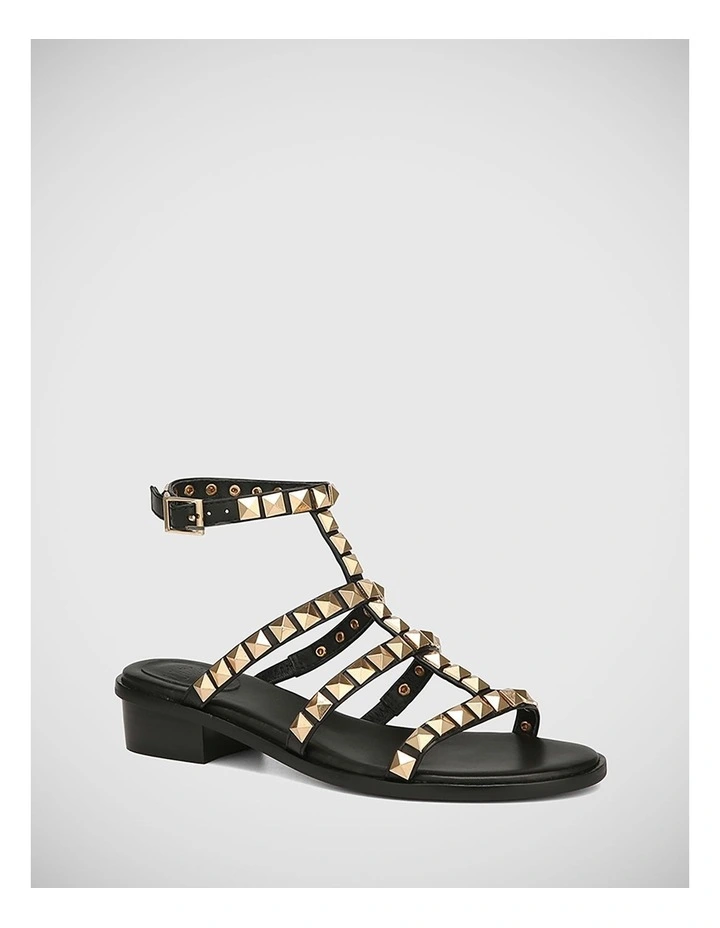 Trudy Leather Flat Sandal in Black