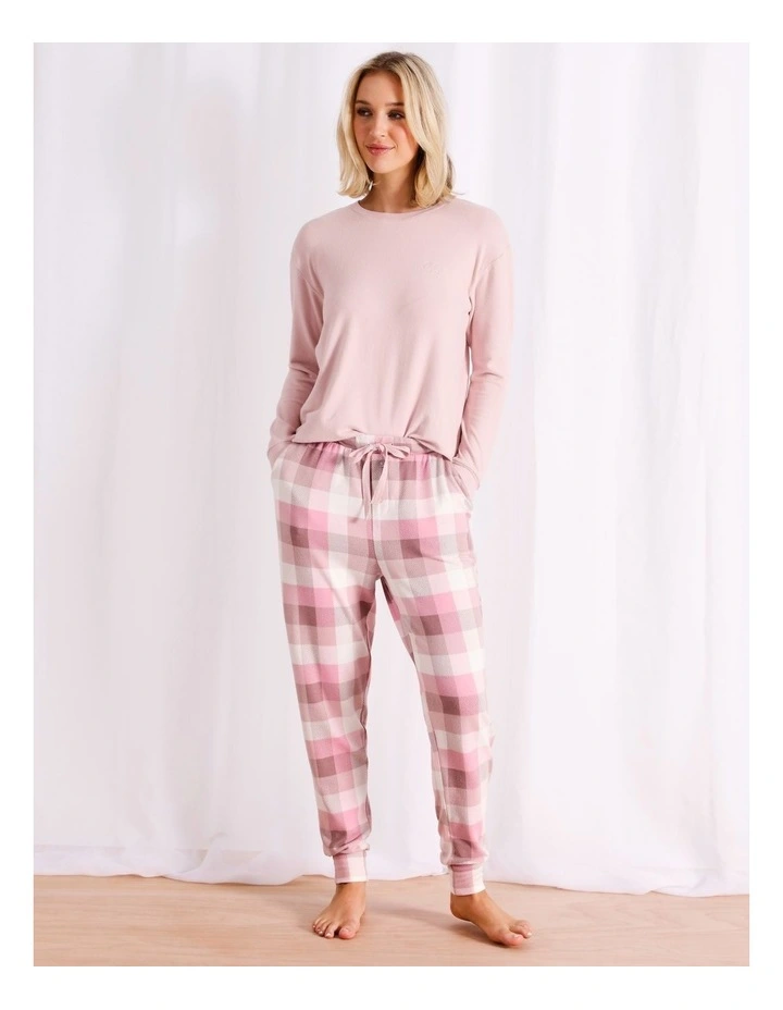 Supersoft Cuffed Pant in Pink Check