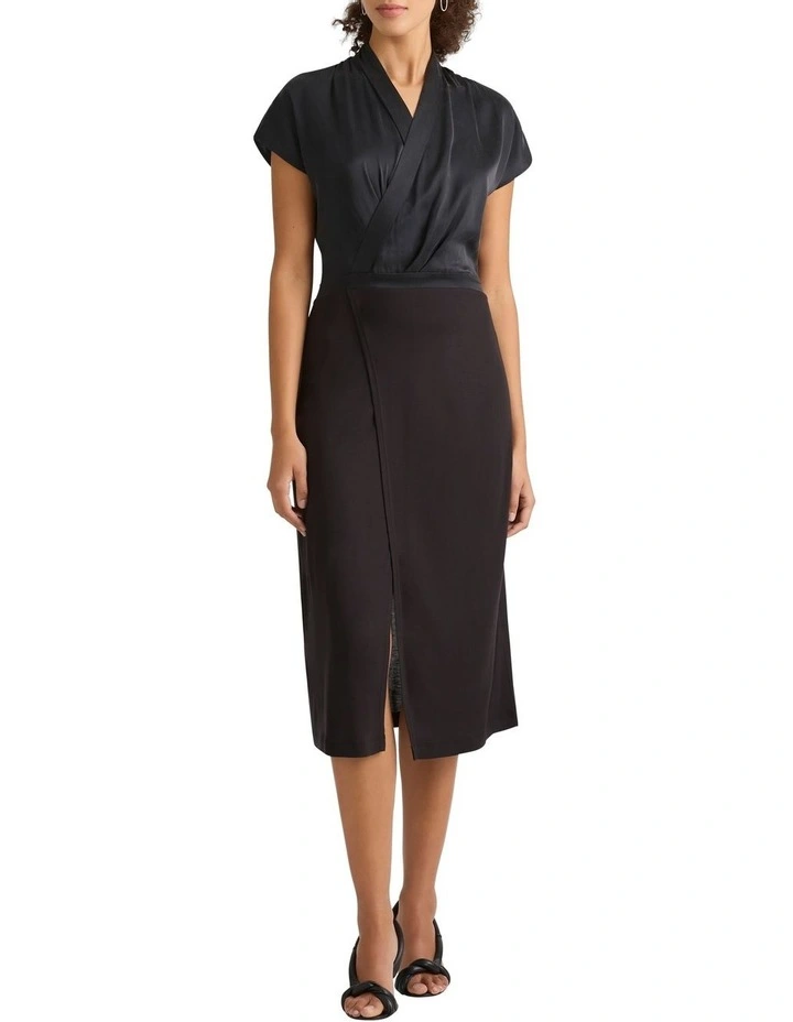 Kobi Silk Mix Dress in Black