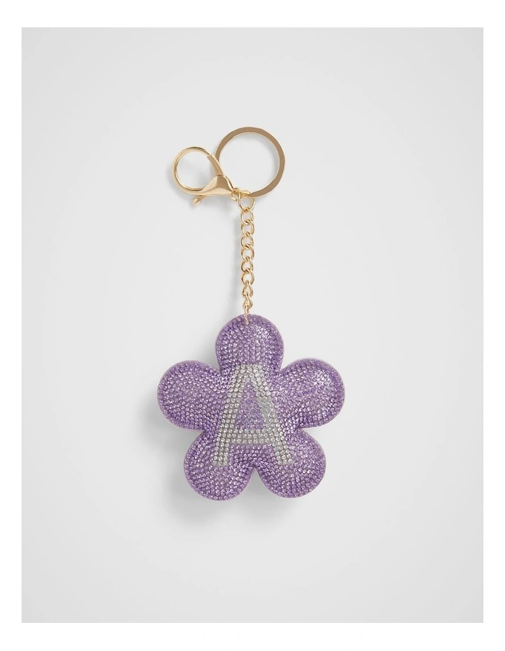 Daisy Initial "A" Keyring in Purple