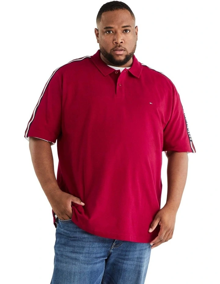 Big and Tall Global Stripe Monotype Polo Shirt in Red