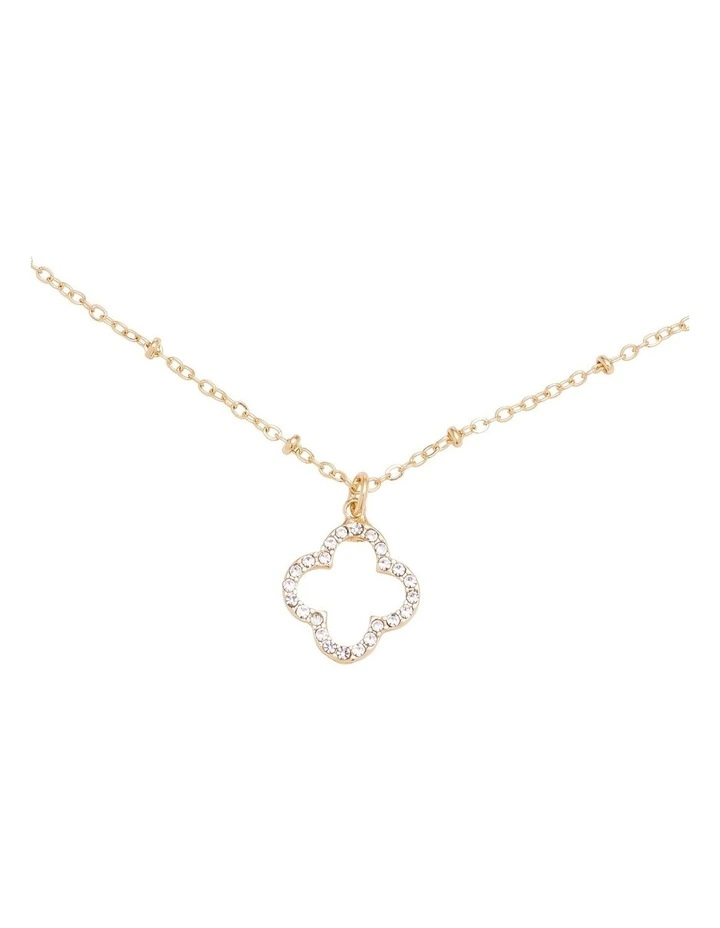 Clover Window Necklace in Crystal/Gold