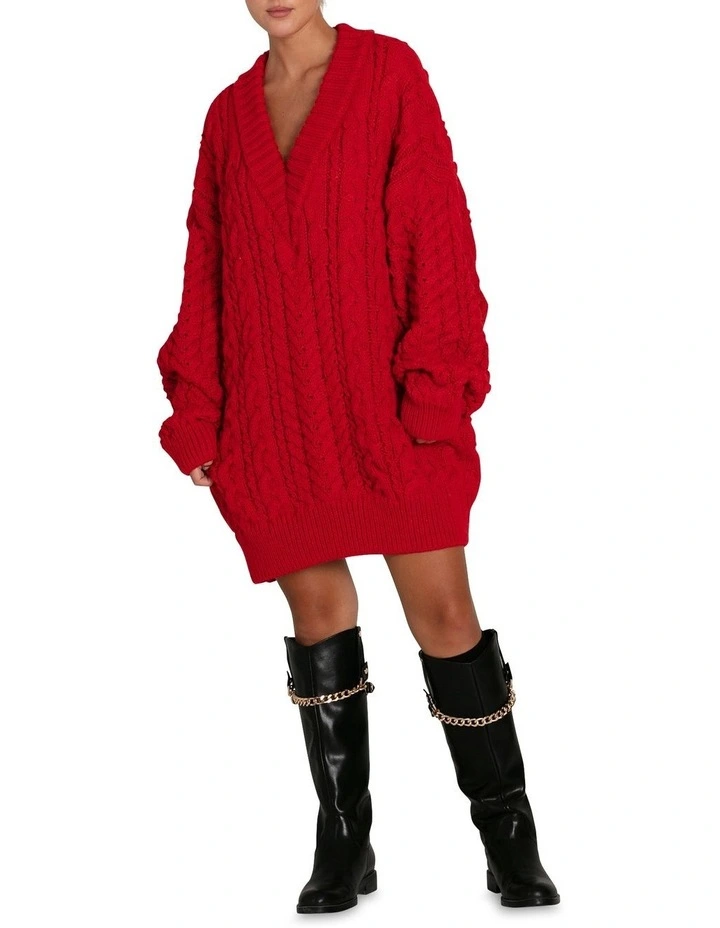 Still The One Chunky Oversize Knit Jumper in Red