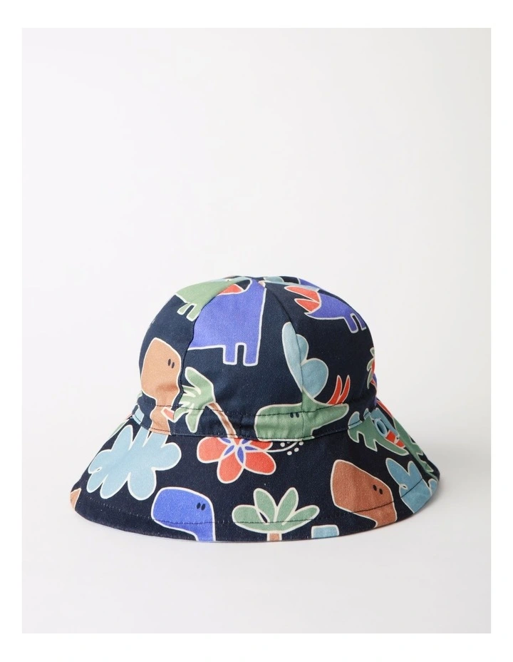 Reversible Dino Sun Hat In Navy