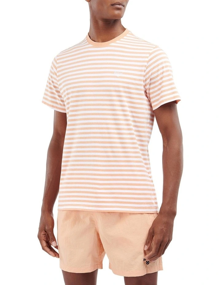 Delamere Stripe Tee in Coral Sands