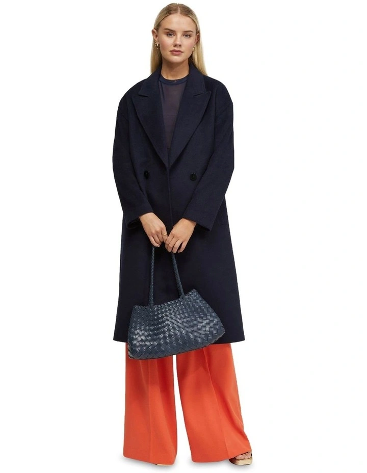 Celia Wool Rich Half Lined Coat in Navy