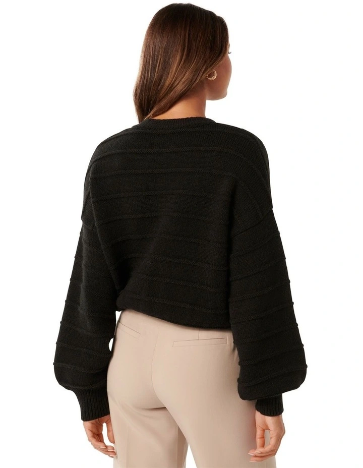 Monroe Cropped Knit Cardigan in Black