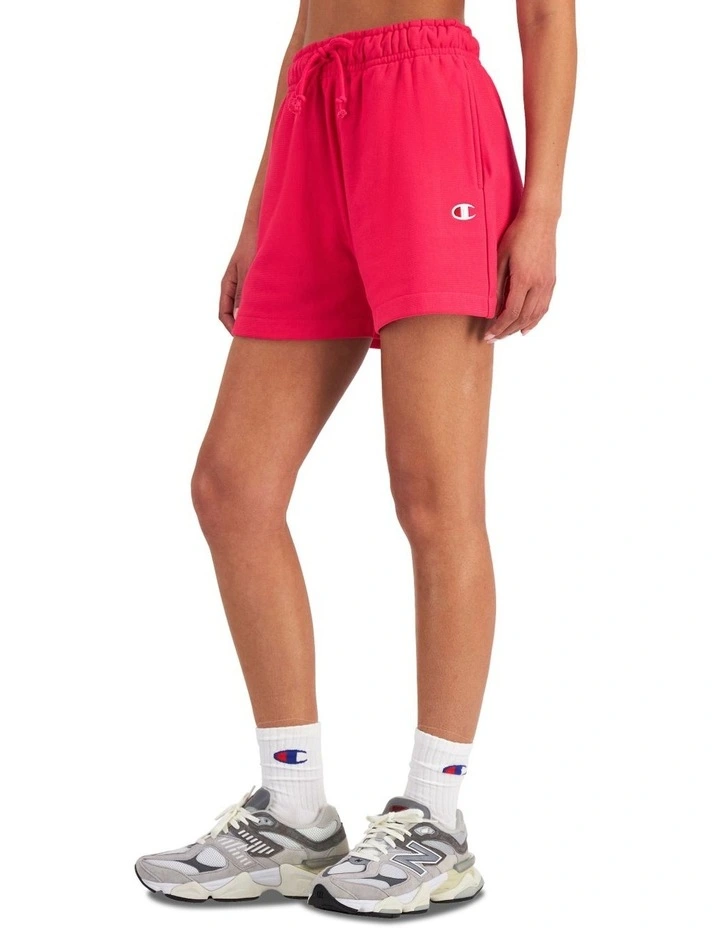 Reverse Weave Terry Relaxed Shorts in Disco Pink
