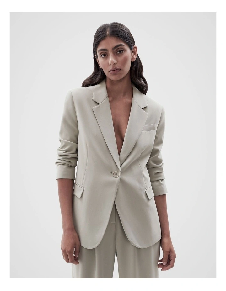 Acetate Tailored Blazer in Soft Khaki
