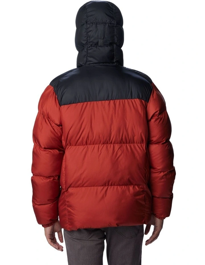 Puffect Hooded Puffer Jacket in Warp Red, Shark