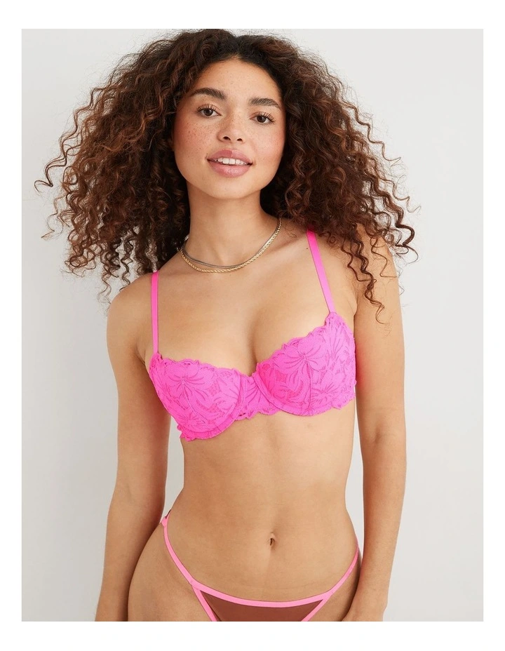 Real Power Balconette Beach Daze Lace Bra in Pink Infusion