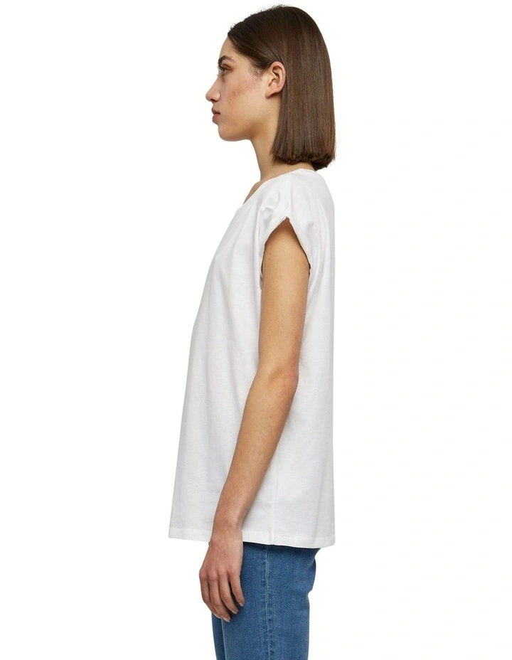 Extended Shoulder Tee in White
