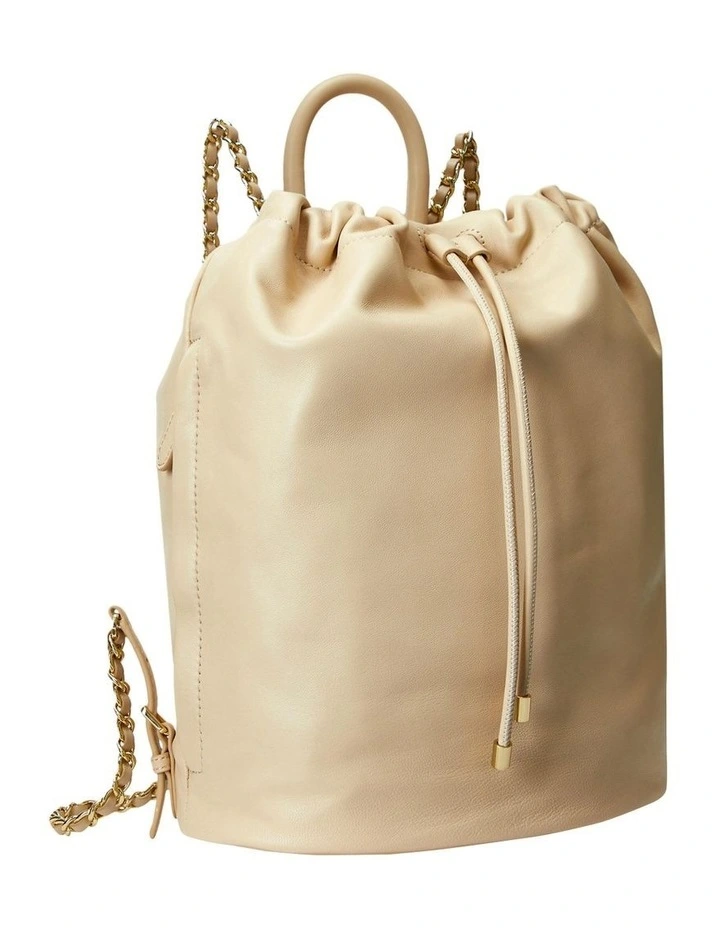 Nappa Leather Medium Izzie Backpack in Beige