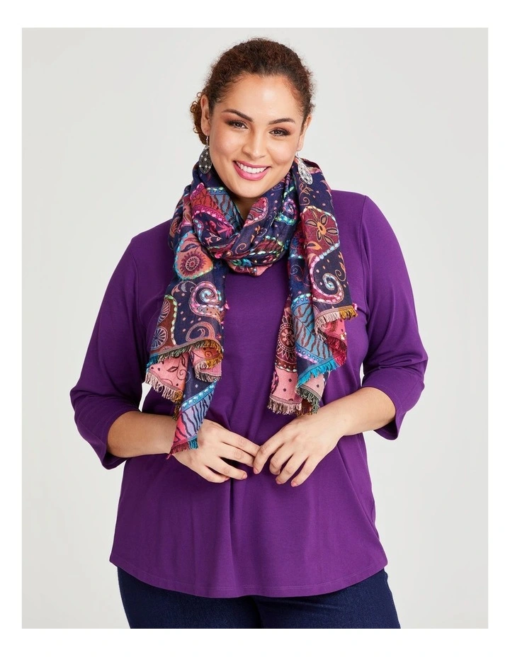 Paisley Embroidered Scarf in Multi