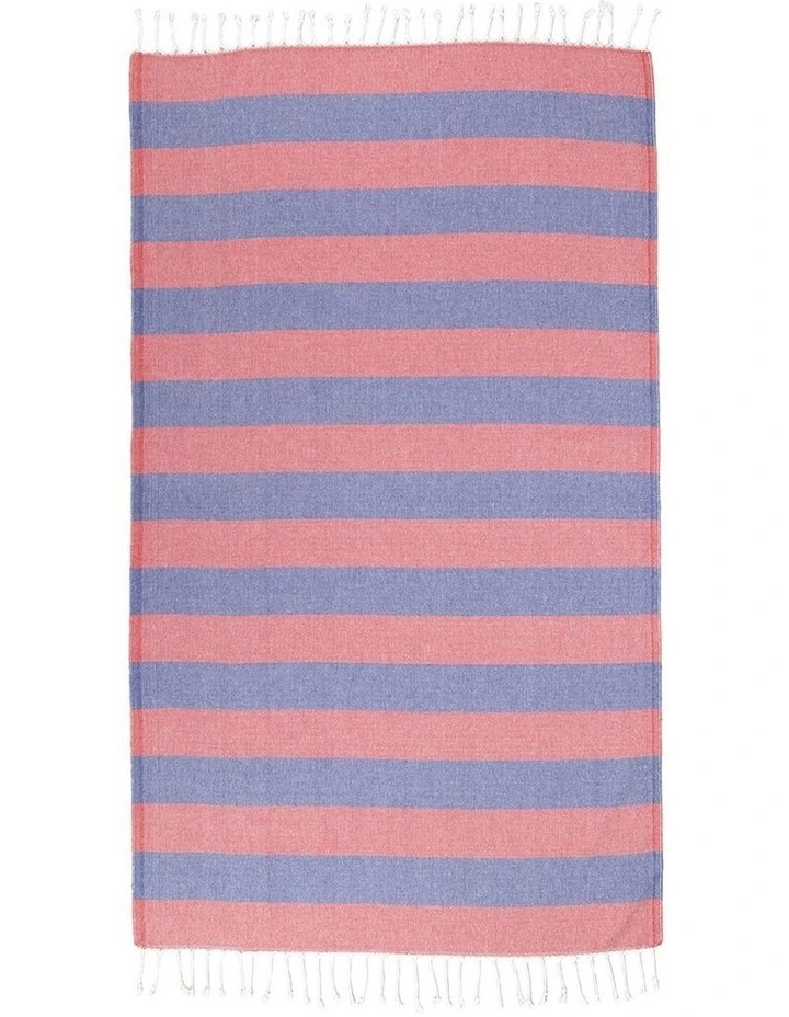 Thin Turkish Towel in Navy/Red