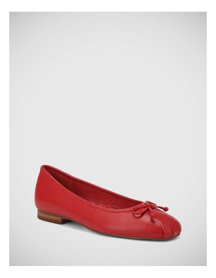 Anastasia Leather Flat Ballet in Rouge Red