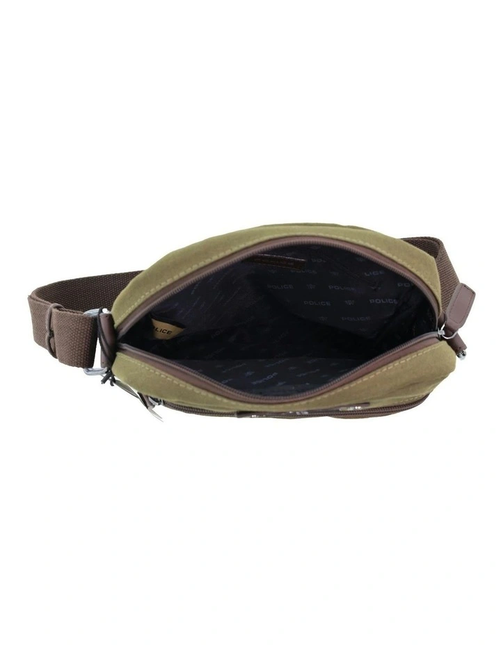 Police Rustic Canvas Messenger Business Bag in Dark Olive