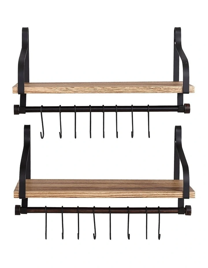 Floating Shelf Brackets Wall Shelves Mount 2 Pieces in Natural Wooden