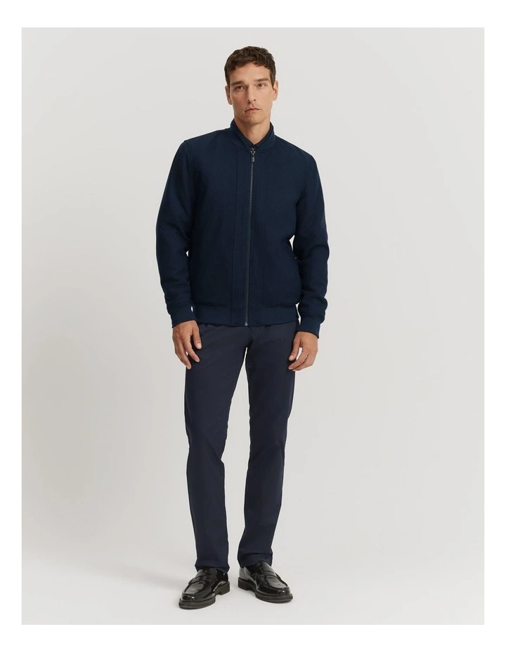 Recycled Wool Blend Bomber in Navy