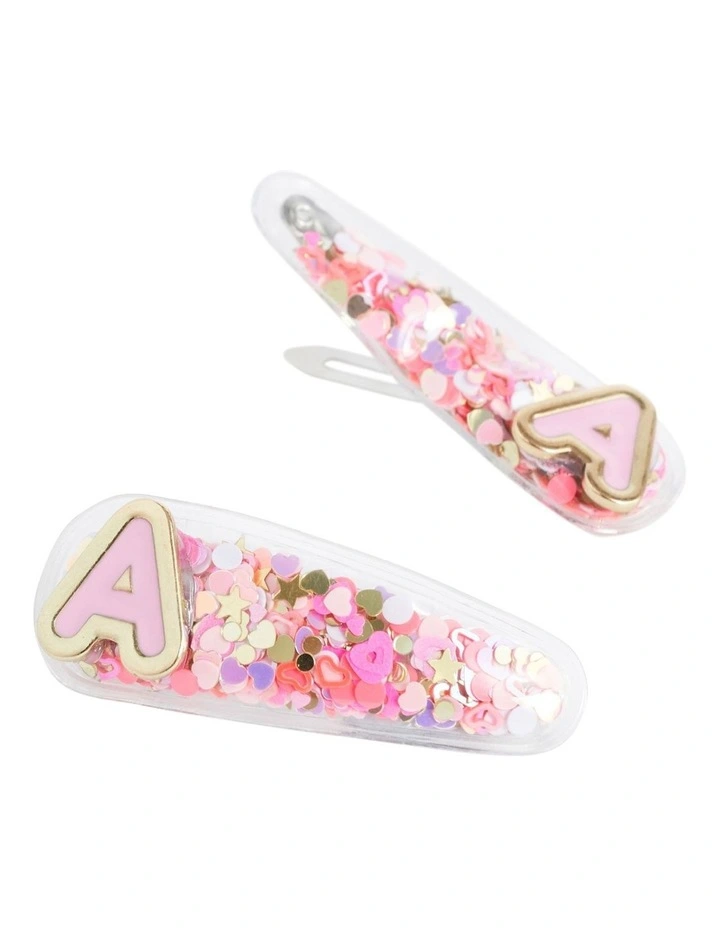 Initial "A" Confetti Snap Clips in Multi