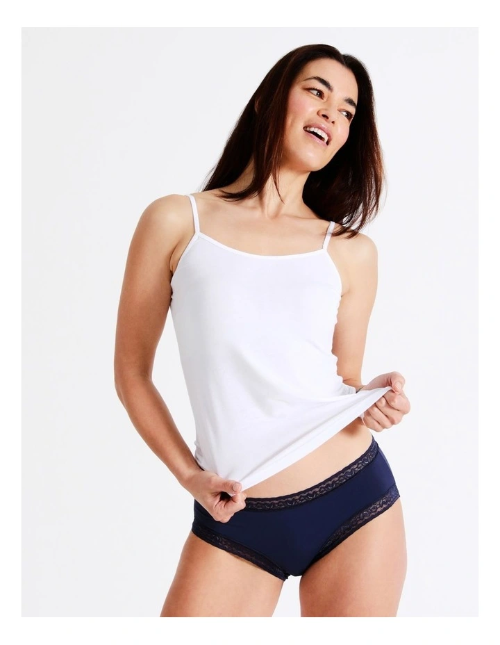 Smooth with Lace Boyleg Brief in Navy