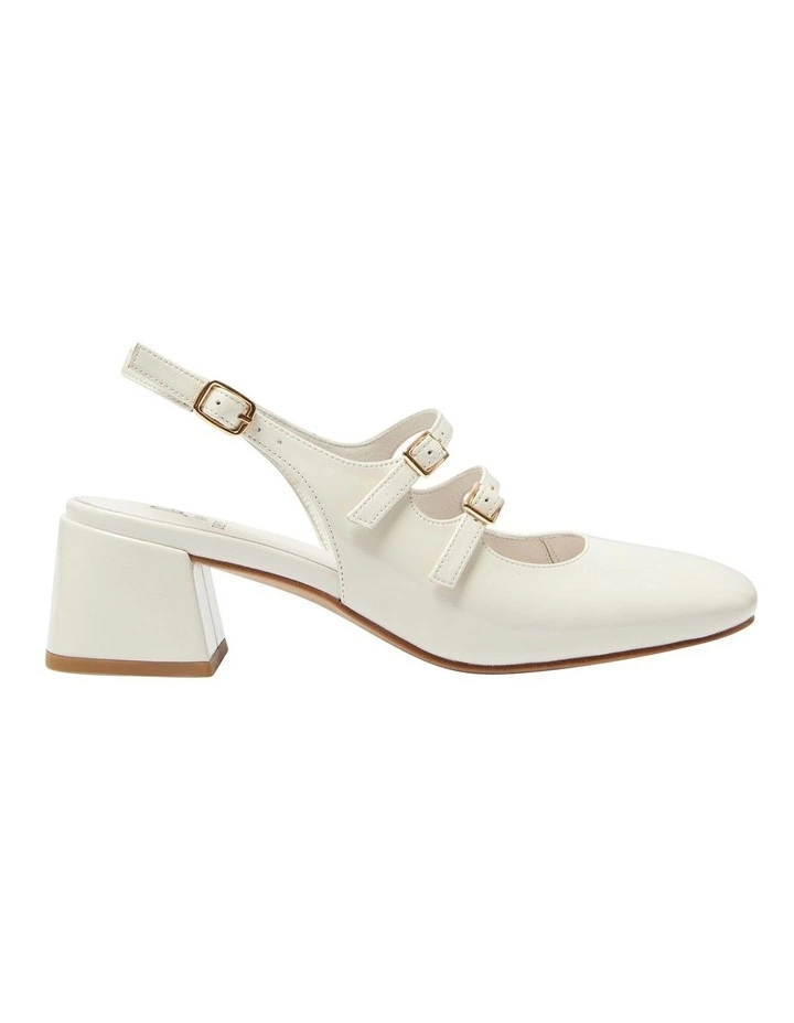 Louisa Leather Heeled Shoes in Ivory Patent