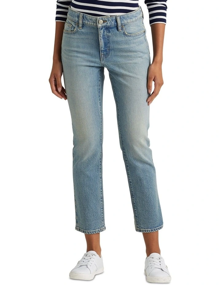 Mid-Rise Straight Ankle Jean in Blue