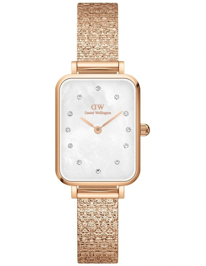 Quadro Pressed Studio Lumine Stainless Steel Watch In Rose Gold